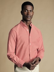 Pink - Charles Tyrwhitt, einfarbiges Oxford-Stretch-Hemd in Slim-Fit mit Knopfleiste und Waschung, 100 % Baumwolle, einfarbig - Bild 2 von 6