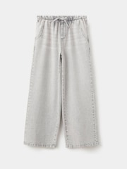 Mango Grey Wide Leg Draw String Waist Jeans - Image 1 of 4