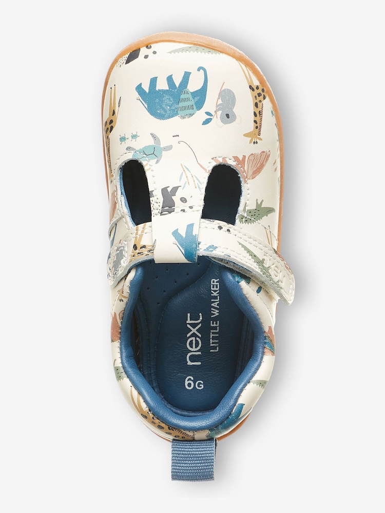 White Wide Fit (G) Leather First Walker T-Bar Shoes - Image 2 of 4