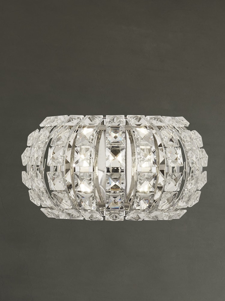 Searchlight Chrome Silo 2 Light Wall Light With Crystal Glass - Image 1 of 3