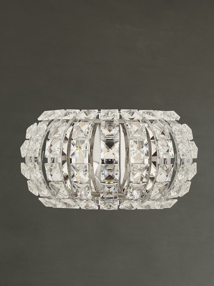 Searchlight Chrome Silo 2 Light Wall Light With Crystal Glass - Image 2 of 3
