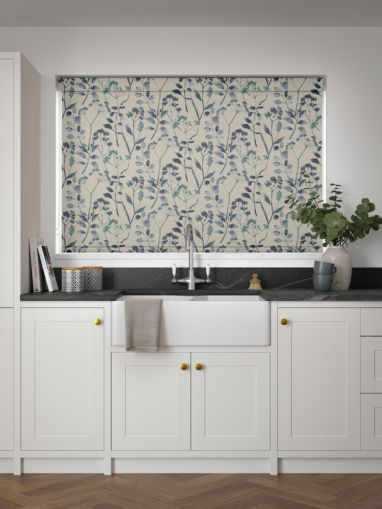 Blue Isla Floral Made to Measure Roller Blind - Image 2 of 6