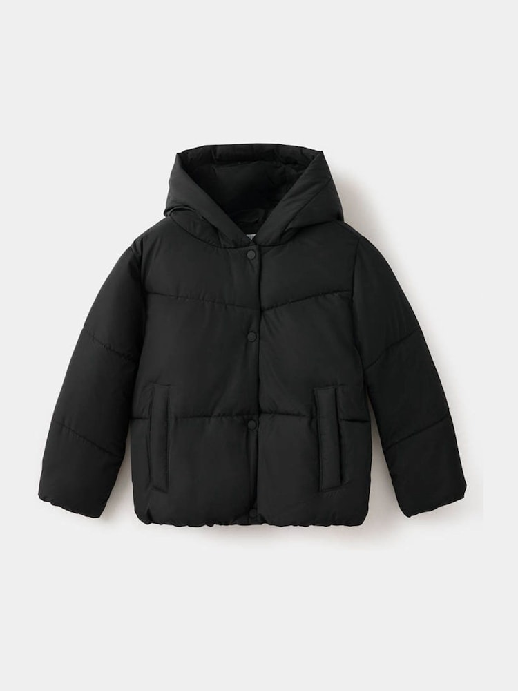 Mango Black Short Hooded Puffer Tina Coat - Image 1 of 4 Mango Black Short Hooded Puffer Tina Coat - Image 1 of 4