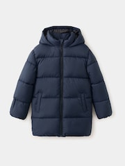 Mango Blue Hooded Puffer Amerlong Coat - Image 1 of 4
