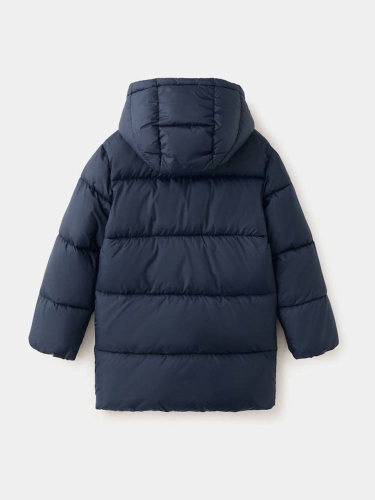 Mango Blue Hooded Puffer Amerlong Coat - Image 2 of 4 Mango Blue Hooded Puffer Amerlong Coat - Image 2 of 4