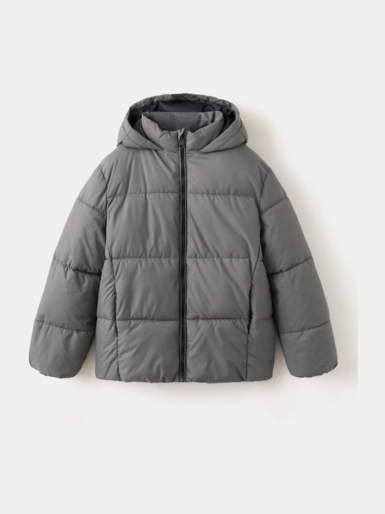 Mango Grey Padded Hooded Puffer Jacket - Image 1 of 4 Mango Grey Padded Hooded Puffer Jacket - Image 1 of 4
