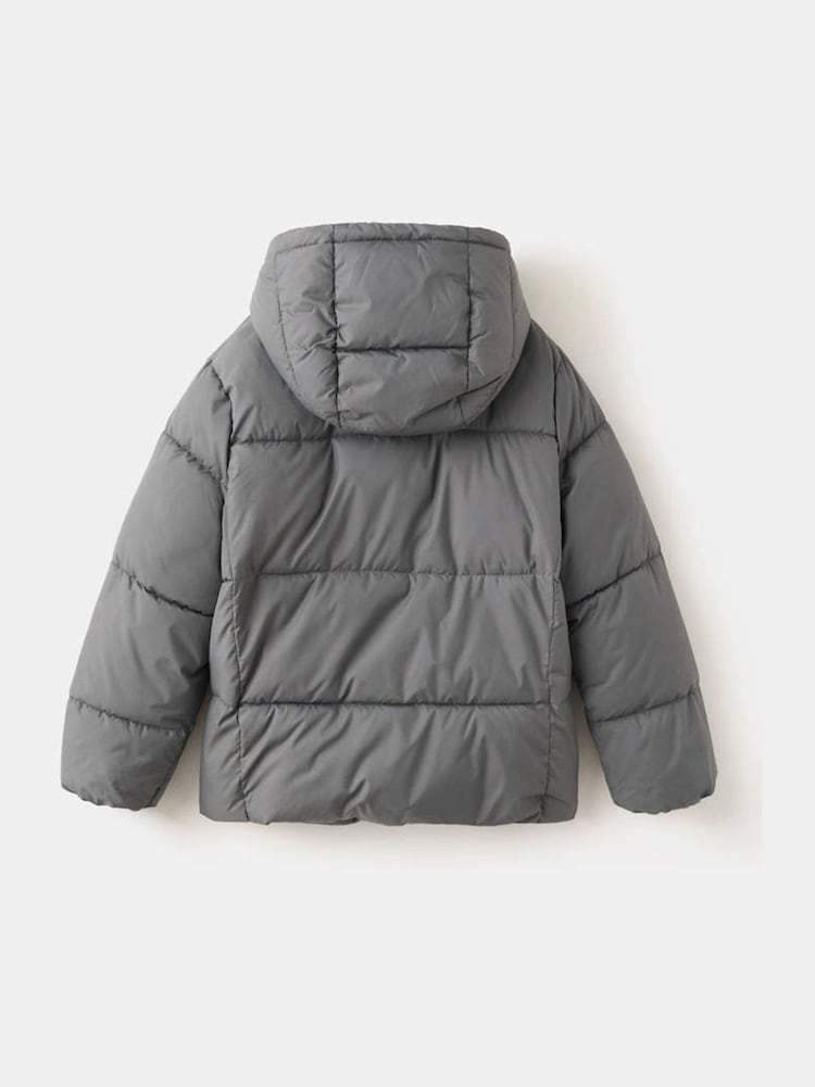 Mango Grey Padded Hooded Puffer Jacket - Image 2 of 4 Mango Grey Padded Hooded Puffer Jacket - Image 2 of 4