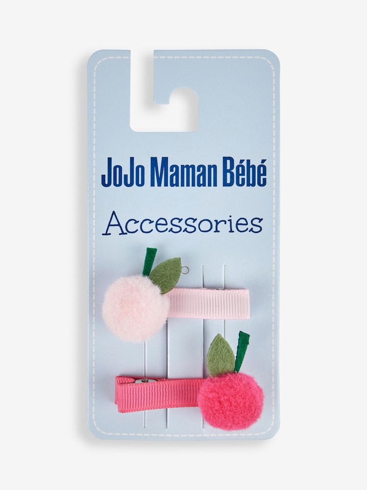 JoJo Maman Bébé Rust 2-Pack Fruit Pom Pom Clips - Image 2 of 2