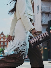 River Island Brown Lila PU Quilted Clutch Bag - Image 1 of 6