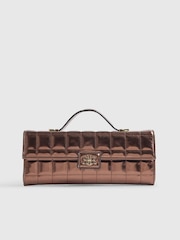 River Island Brown Lila PU Quilted Clutch Bag - Image 2 of 6