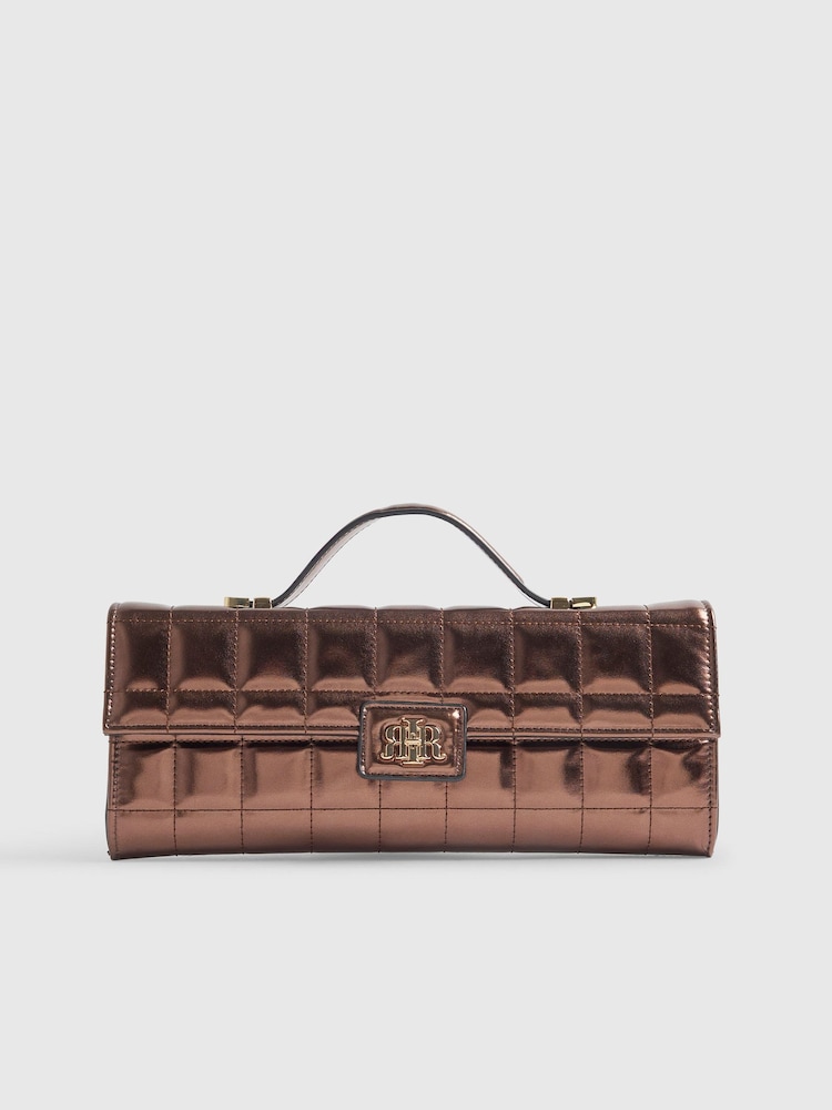 River Island Brown Lila PU Quilted Clutch Bag - Image 2 of 6