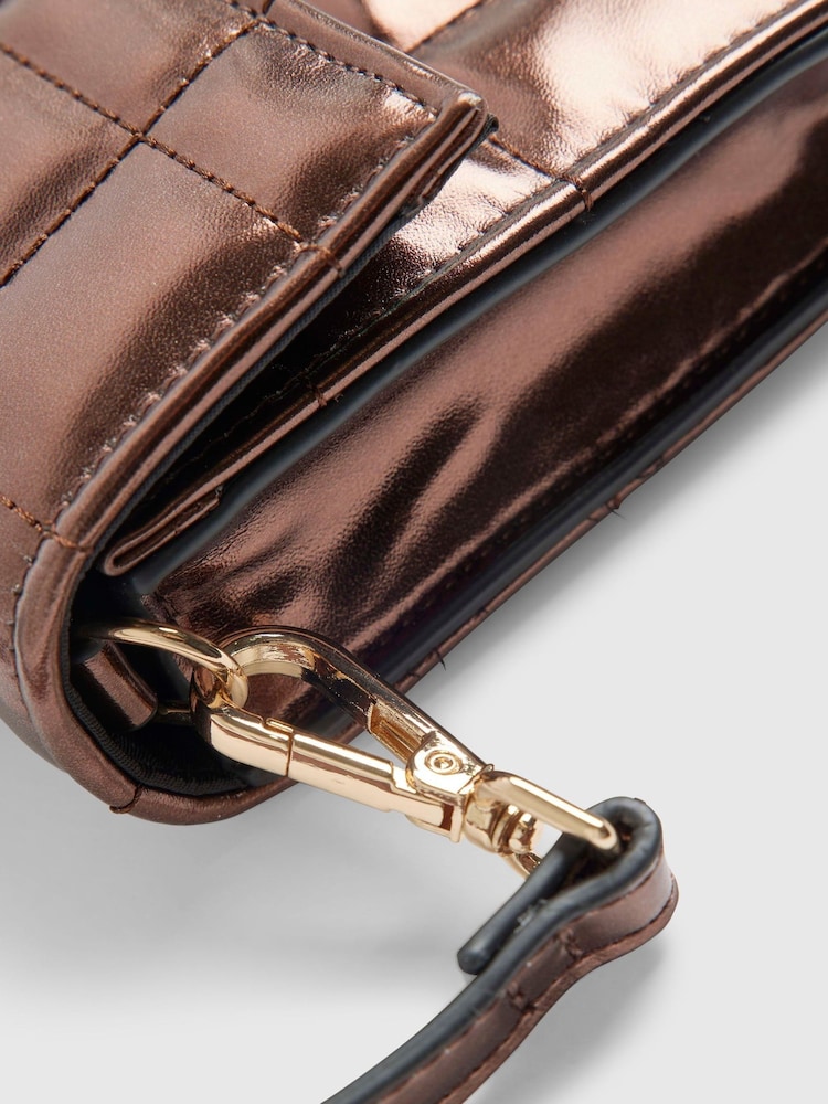 River Island Brown Lila PU Quilted Clutch Bag - Image 6 of 6