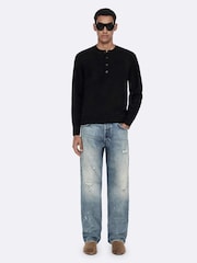 AllSaints Black Wulf Henley Jumper - Image 3 of 8