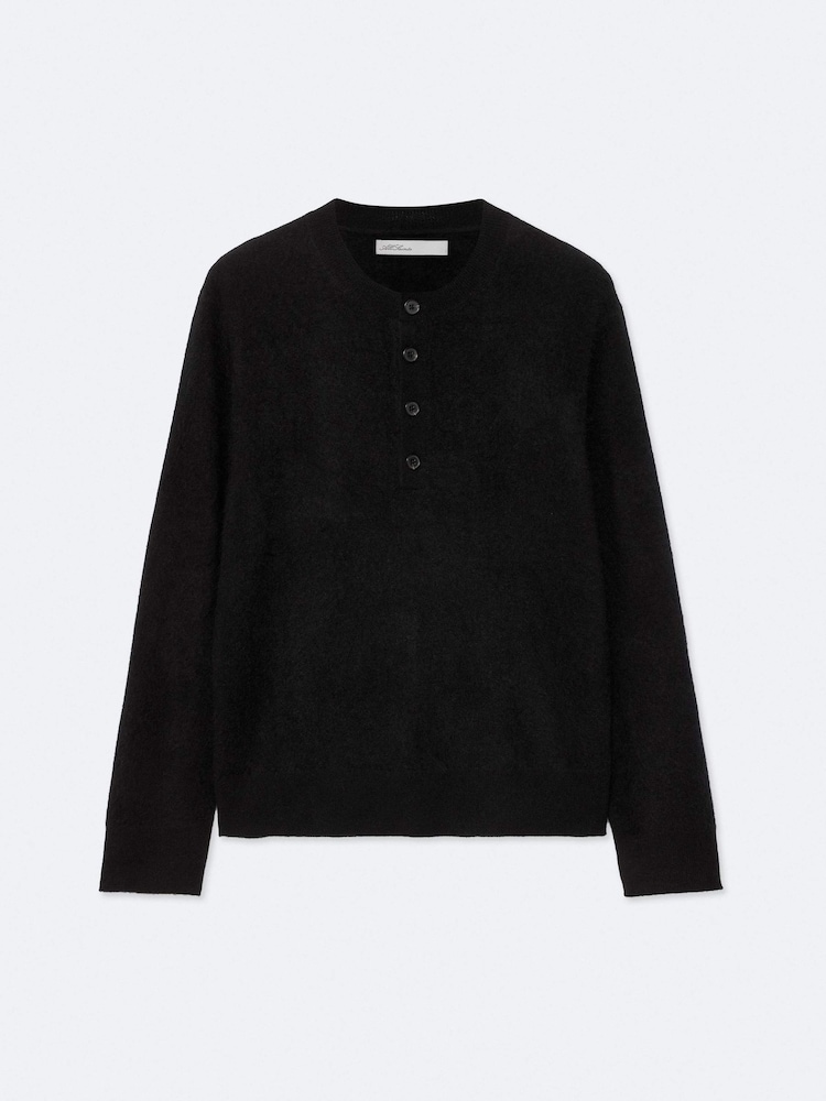 AllSaints Black Wulf Henley Jumper - Image 8 of 8 AllSaints Black Wulf Henley Jumper - Image 8 of 8