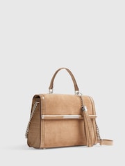 River Island Brown Blair Faux Suede Bar Front Charm Tote Bag - Image 2 of 6