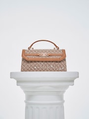 River Island Brown Blair Hotfix Jacquard Tote Cross-Body Bag - Image 5 of 6