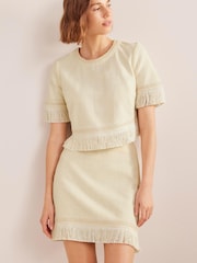 Boden Cream Fringe Detail Mini Skirt - Image 1 of 5