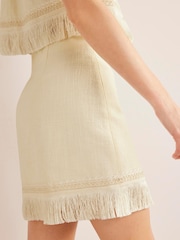 Boden Cream Fringe Detail Mini Skirt - Image 2 of 5