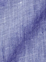Charles Tyrwhitt Blue Plain Slim Fit Short Sleeve Pure 100% Linen Shirt - Image 5 of 5