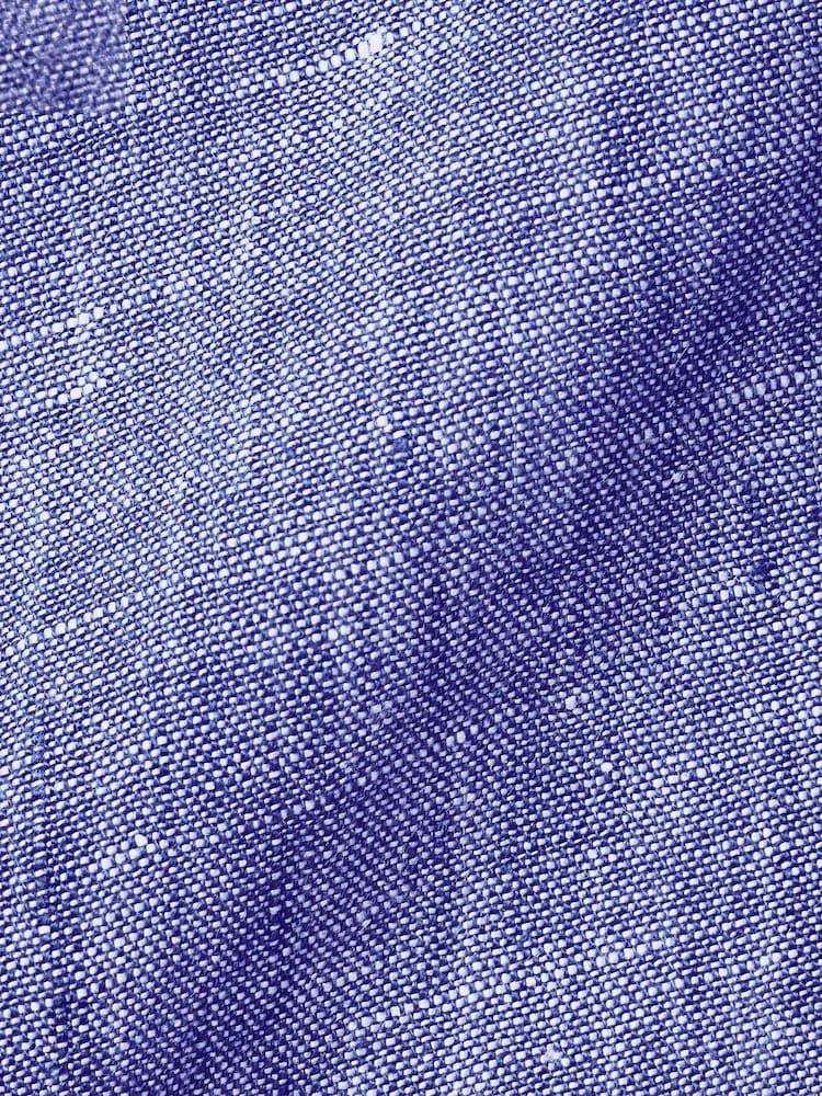 Charles Tyrwhitt Blue Plain Slim Fit Short Sleeve Pure 100% Linen Shirt - Image 5 of 5