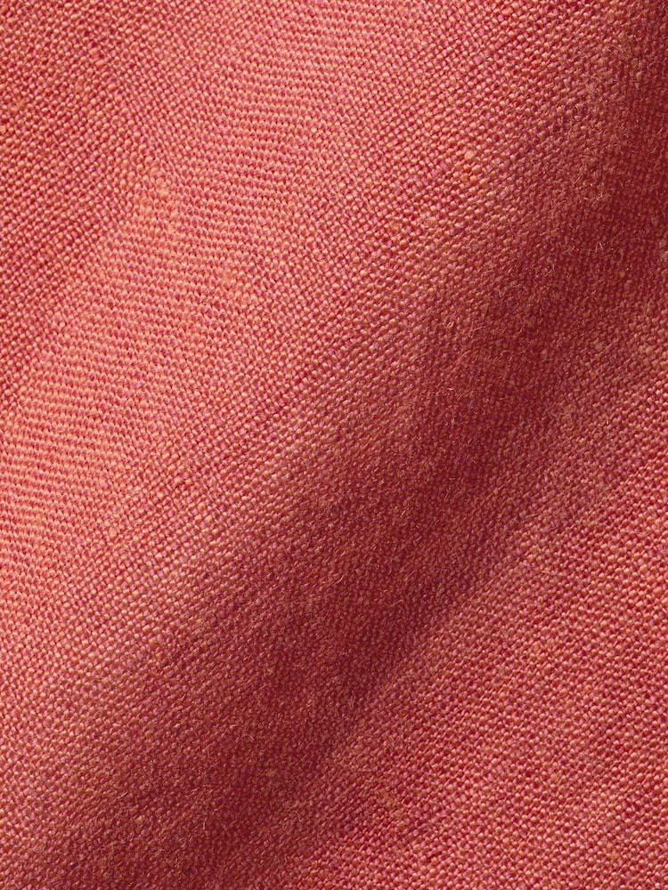 Charles Tyrwhitt Pink Plain Pure 100% Linen Slim Fit Shirt - Image 6 of 6