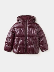 Mango Red High Shine Hooded Padded Coat - Image 1 of 4