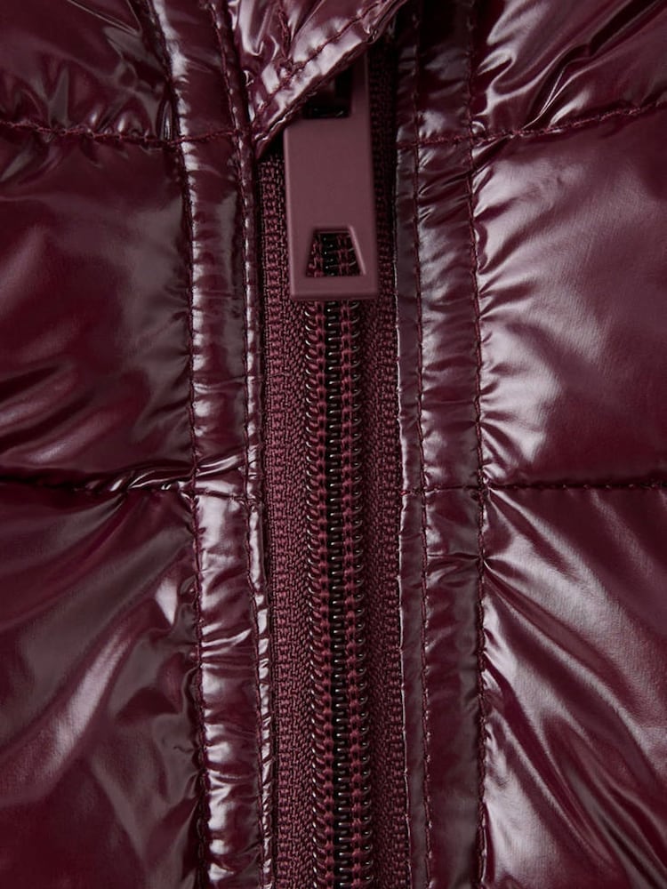 Mango Red High Shine Hooded Padded Coat - Image 4 of 4 Mango Red High Shine Hooded Padded Coat - Image 4 of 4