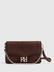 River Island Brown Freya Faux Suede RR Flap Front Shoulder Bag - Image 3 of 6