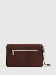 River Island Brown Freya Faux Suede RR Flap Front Shoulder Bag - Image 4 of 6