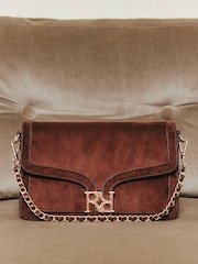 River Island Brown Freya Faux Suede RR Flap Front Shoulder Bag - Image 6 of 6
