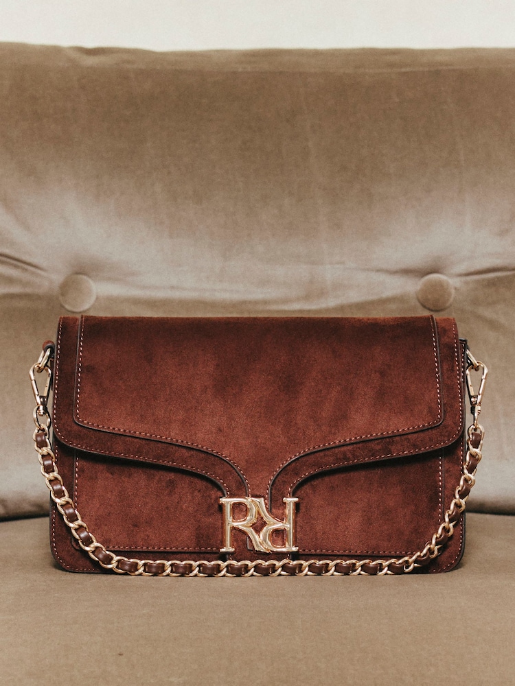River Island Brown Freya Faux Suede RR Flap Front Shoulder Bag - Image 6 of 6 River Island Brown Freya Faux Suede RR Flap Front Shoulder Bag - Image 6 of 6