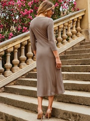 Sosandar Brown Hoop Detail Fit And Flare Dress - Image 3 of 5