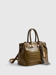 River Island Green Blair Lock Front Tassel Tote Bag - Image 3 of 6