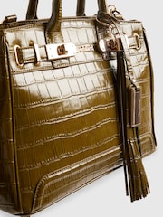 River Island Green Blair Lock Front Tassel Tote Bag - Image 6 of 6