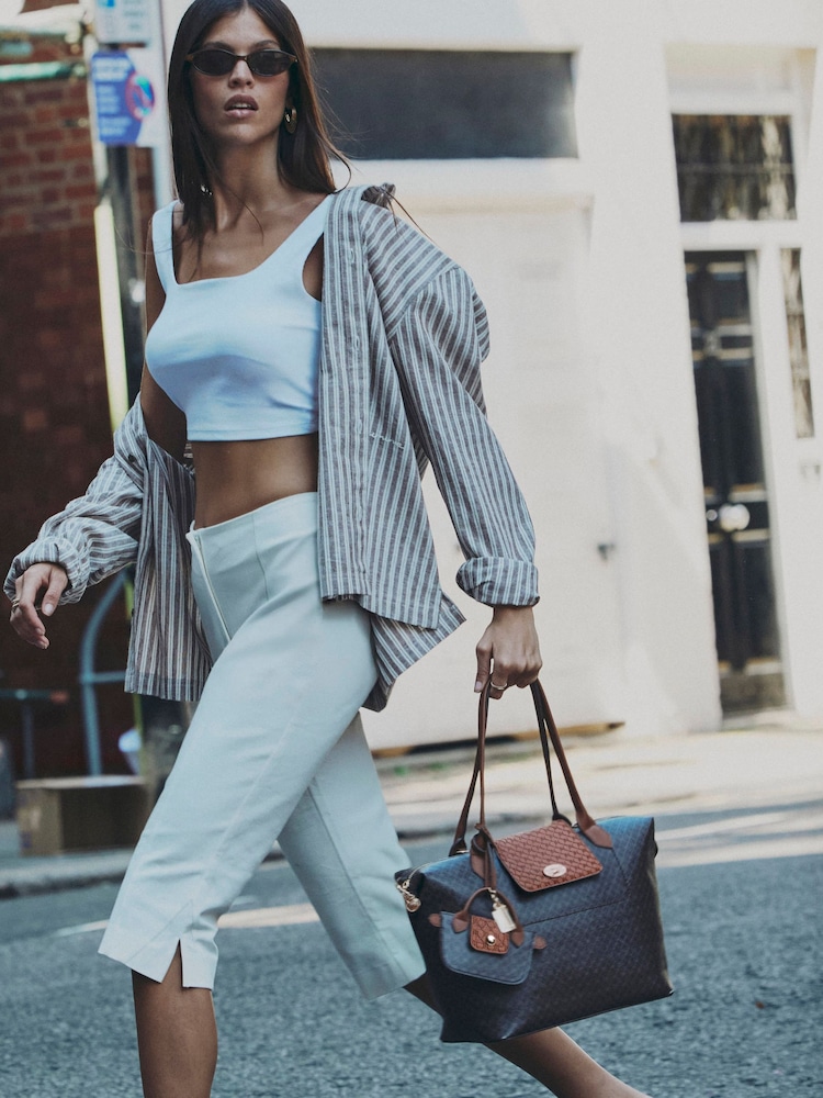 River Island Blue Esme PU Flap Shopper Bag - Image 1 of 6 River Island Blue Esme PU Flap Shopper Bag - Image 1 of 6