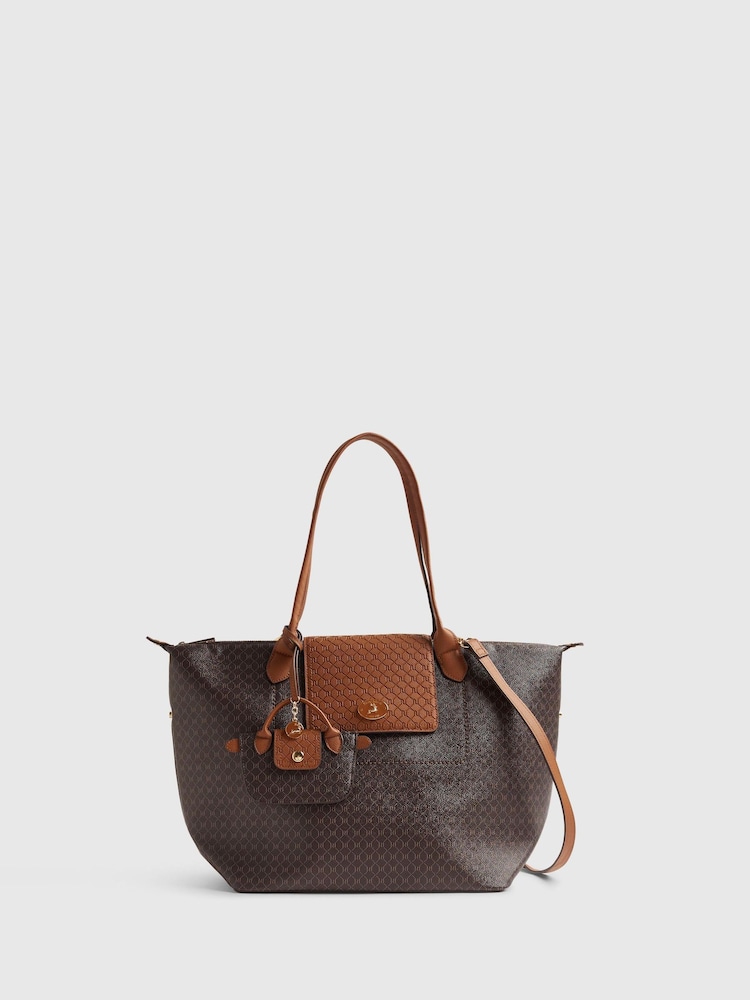 River Island Blue Esme PU Flap Shopper Bag - Image 2 of 6 River Island Blue Esme PU Flap Shopper Bag - Image 2 of 6