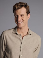 Charles Tyrwhitt Natural Packable Rainfoil 100% Linen Shirt - Image 2 of 6