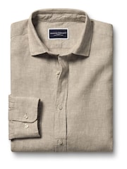 Charles Tyrwhitt Natural Packable Rainfoil 100% Linen Shirt - Image 4 of 6