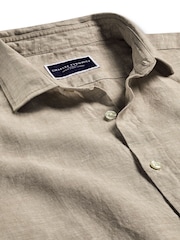 Charles Tyrwhitt Natural Packable Rainfoil 100% Linen Shirt - Image 5 of 6