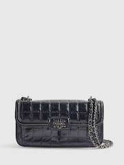River Island Black Lila PU Quilted Shoulder Bag - Image 1 of 6