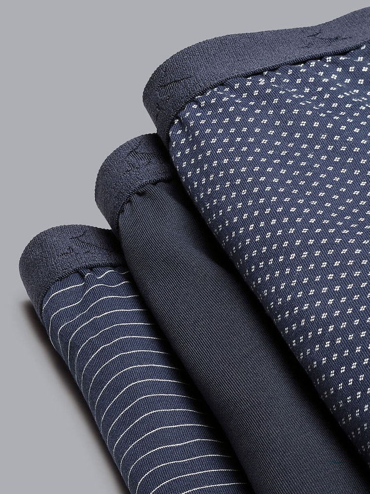 Charles Tyrwhitt Blue Cotton Stretch Jersey Trunks 3 Pack - Image 2 of 2