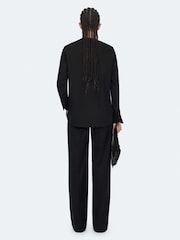 AllSaints Black Amara Ruffle Shirt - Image 2 of 8