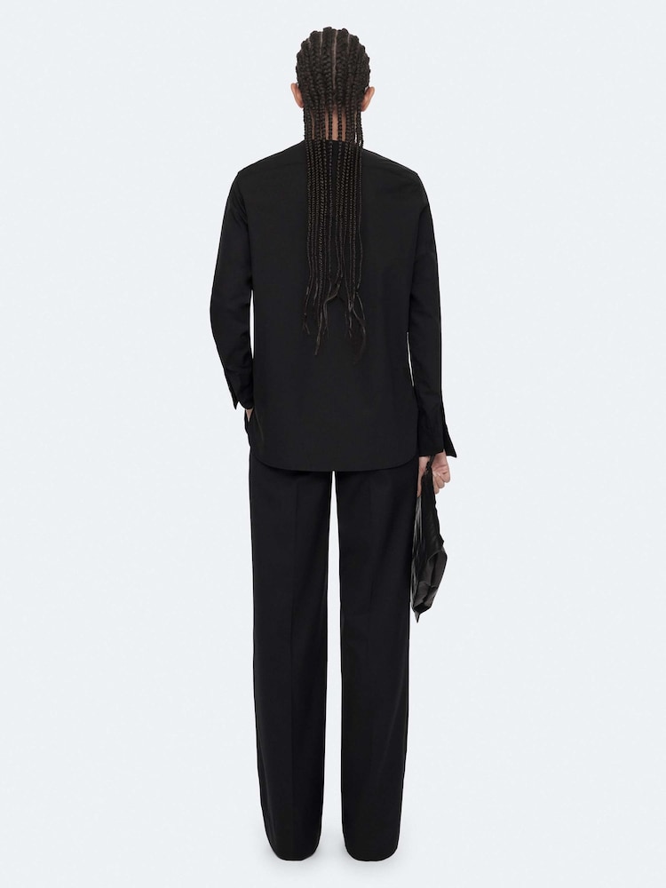 AllSaints Black Amara Ruffle Shirt - Image 2 of 8