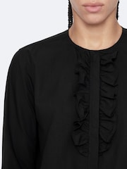 AllSaints Black Amara Ruffle Shirt - Image 3 of 8