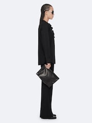 AllSaints Black Amara Ruffle Shirt - Image 4 of 8
