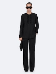 AllSaints Black Amara Ruffle Shirt - Image 5 of 8