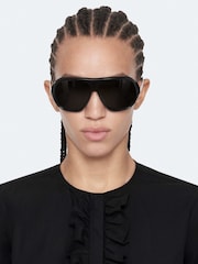 AllSaints Black Amara Ruffle Shirt - Image 7 of 8