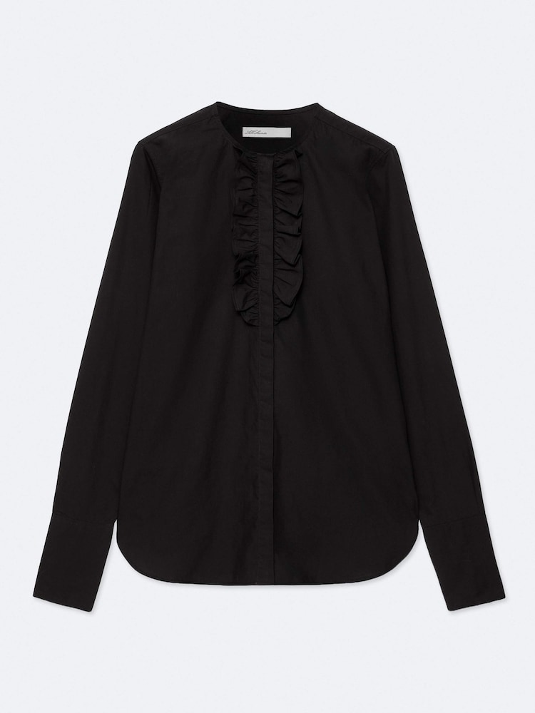 AllSaints Black Amara Ruffle Shirt - Image 8 of 8
