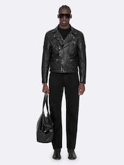 AllSaints Black Reed Biker Jacket - Image 3 of 8