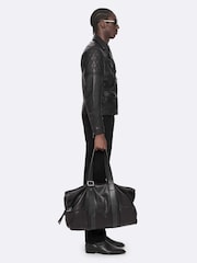 AllSaints Black Reed Biker Jacket - Image 7 of 8
